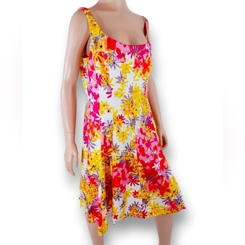 JONES WEAR Vintage Bold Floral Cotton Flowy Sundress Woman’s Plus Size 16